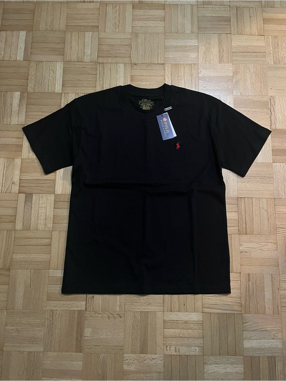 Polo by Ralph Lauren Black Short Sleeve Tee with Red Pony, very baggy for S